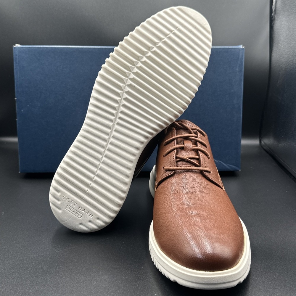 Cole Haan Grand Plain Toe Oxford C36935 British Tan Tumbled Leather Men's Sz 8.5 - Picture 5 of 6